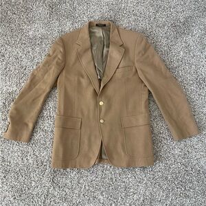 Vintage Wool Tan Blazer with Gold Buttons - 43L